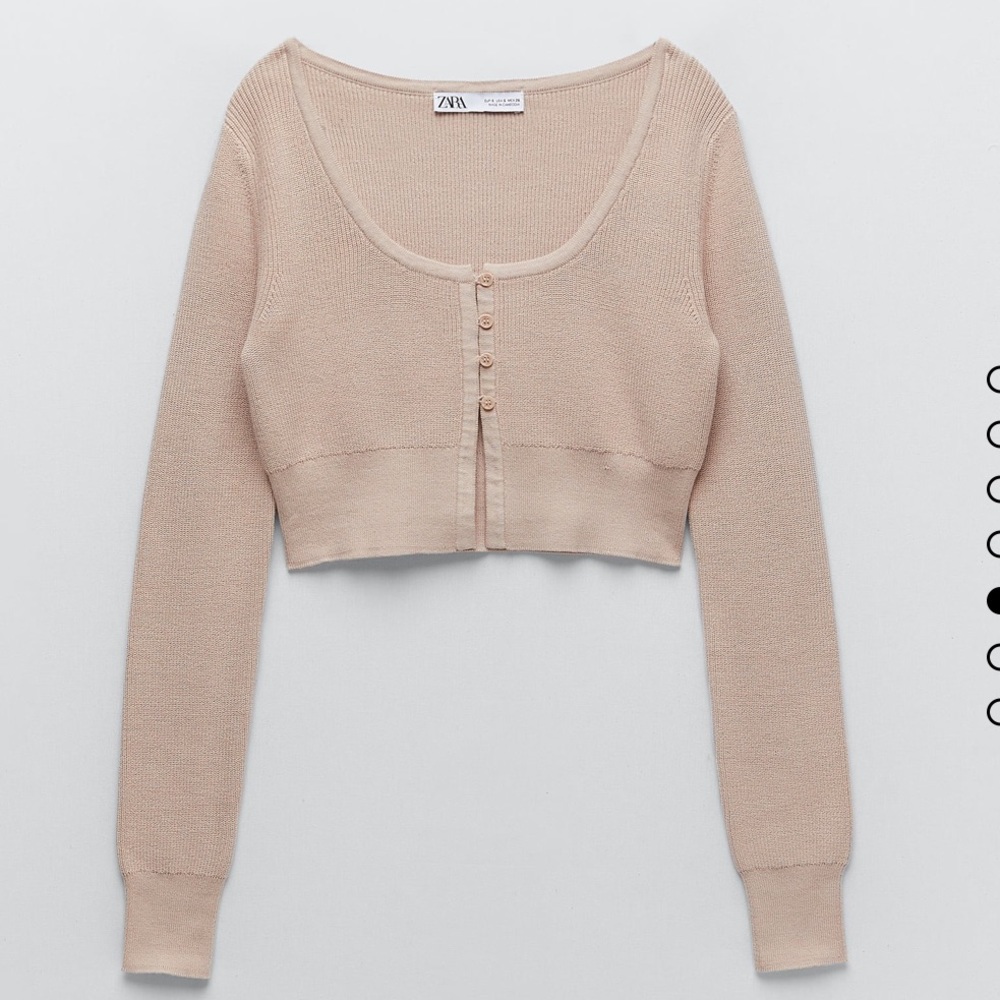 Zara crop knit cardigan small NWT beige nude